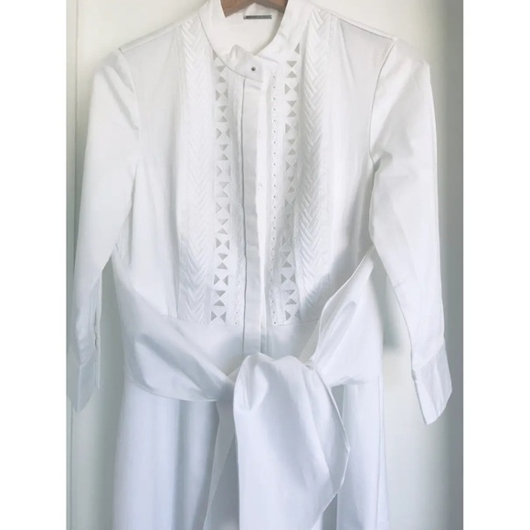 Elie Tahari Midi Dress White Cotton Size 2 - Picture 2 of 8